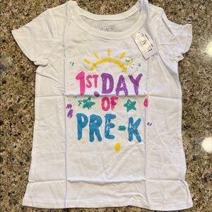 The Children's Place White T-Shirt with Colorful '1st Day of Pre-K' Design